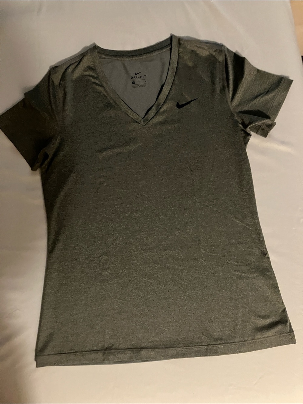 Nike Women’s Dri‑FIT V‑Neck Tee — Grey